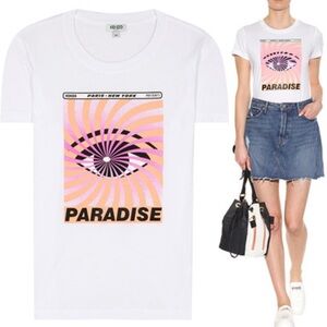 KENZO Paradise Graphic Print Eye White Short Sleeve Tee